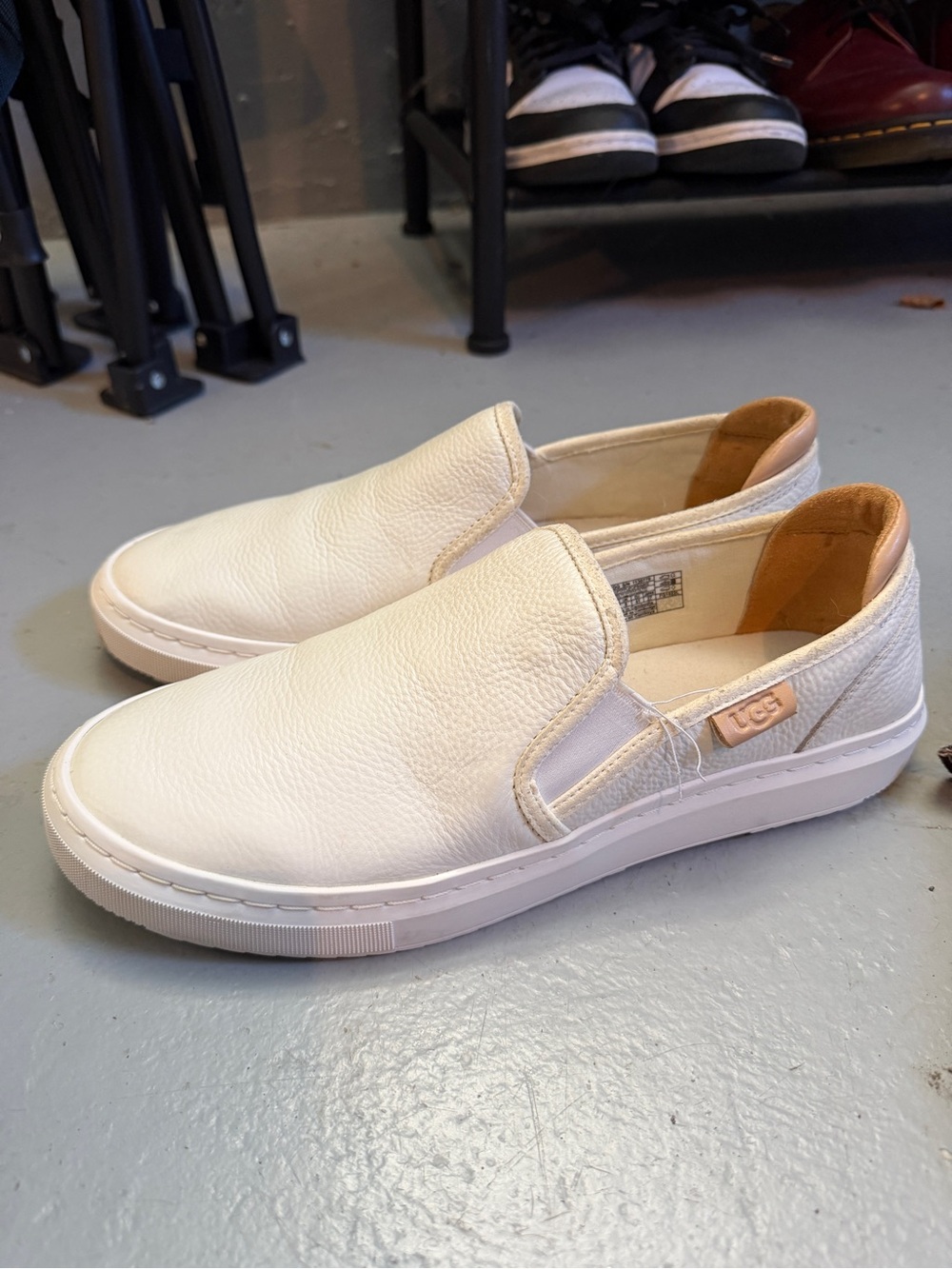 UGG Cream Slip-On Leather Sneakers